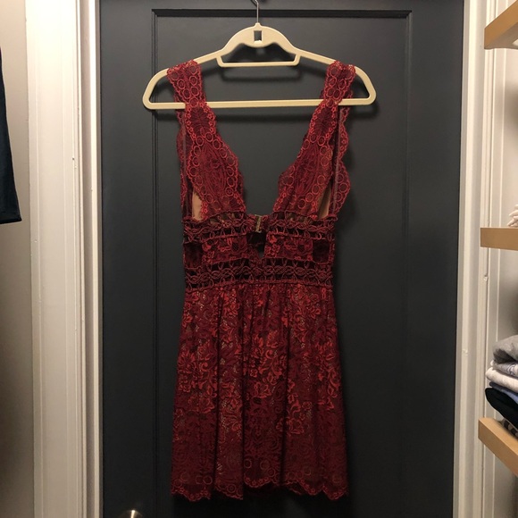 For Love & Lemons Mon Cheri Mini Dress - Red - Picture 9 of 10